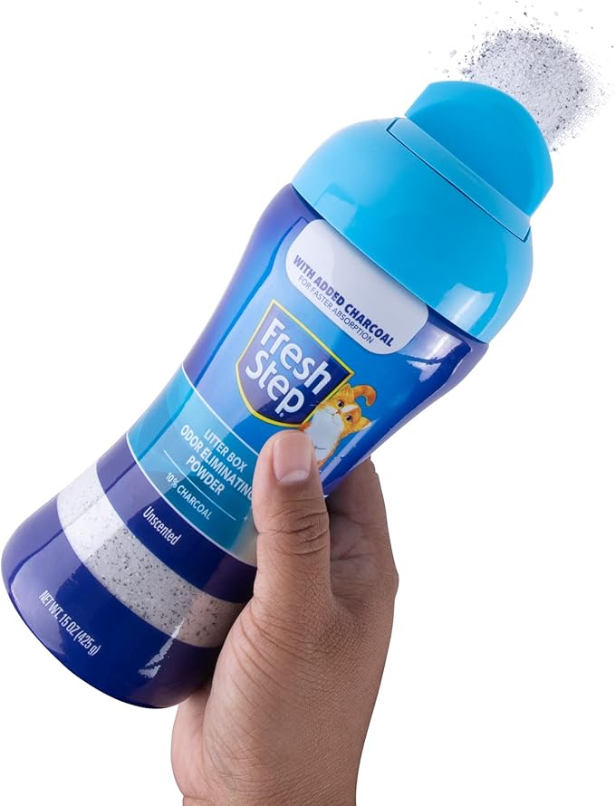 Fresh Step Litter Box Charcoal Odor Eliminator Powder, Cat Litter Deodorizer Additive to Help Absorb and Control Strong Litter Box Odors for Cleaner Smelling Homes, 15 Oz
