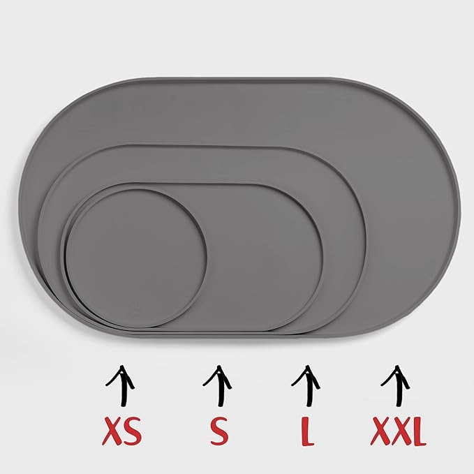 DogBuddy Dog Food Mat - Waterproof Dog Bowl Mat, Silicone Pet Mat for Food and Water Bowls, Nonslip Pet Feeding Mat with Edges, Dogs Food Mats for Floors, Puppy Supplies (XXL: 32" x 19", Gray)