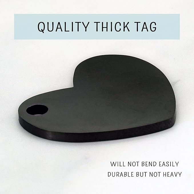 Ultra Joys Dog ID Tag, Custom Dog Tag Personalized Cat Tag, Pet ID Tag, Brushed Stainless Steel Heart Cat Tags Pet Tags Heart Dog Tag Black Medium
