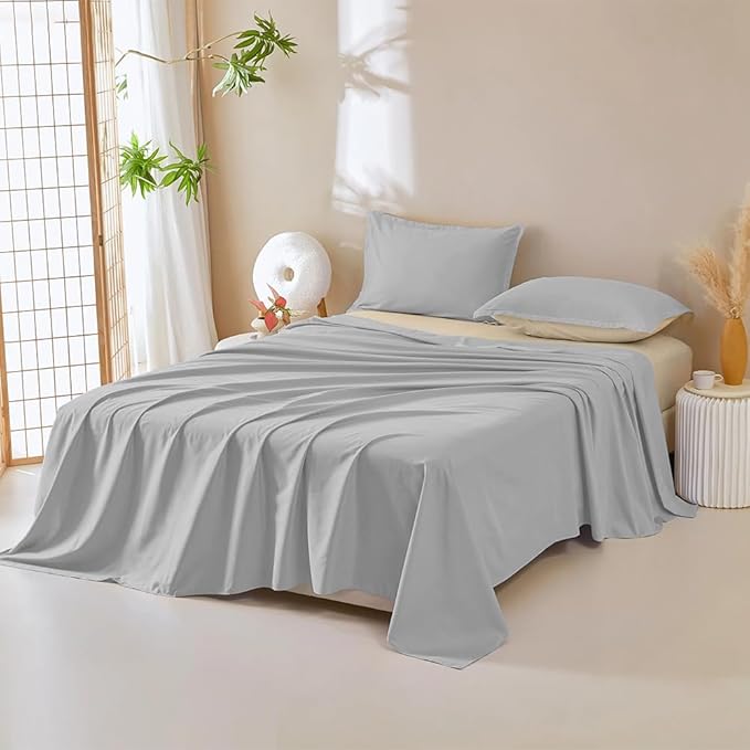 DUJUIKE Waterproof Bed Cover for Dog and Cats,Pet Hair Resistant Bed Sheet Cover, Protective Bed Liner Cover with 100% Waterproof Breathable Thin Fabric (Grey, Super King 90 * 118 inch)
