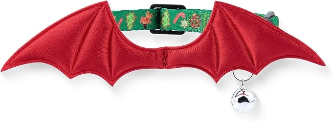 1 PC Bat Wing Cat Collar with Bell, Adjustable Kitten Collar with Safety Breakaway Buckle for Boy&Girl Cats, Halloween Christmas Cat Accessories for Kitten Puppy
