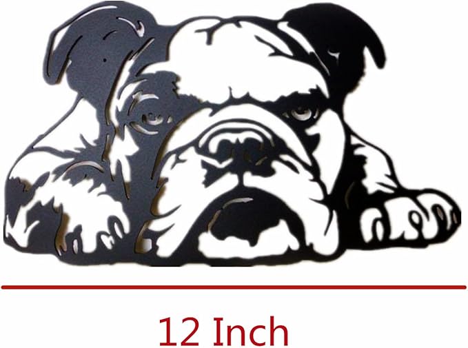 PHJYMXZSNA Black 3D Dog Head Decor Metal Bulldog Wall Sculpture Unique Modern Pet Art Portraits Suitable for Decorating Outdoor Courtyards, Living Rooms, Offices