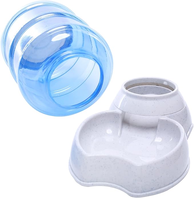 Pet Feeder and Water Food Dispenser Automatic Water Bowl for Dogs Cats, BPA-Free, Gravity Refill, Self Feeding for Small Medium Pets Puppy Kitten Rabbit - 1 Gallon 3.8L (Waterer + Feeder)