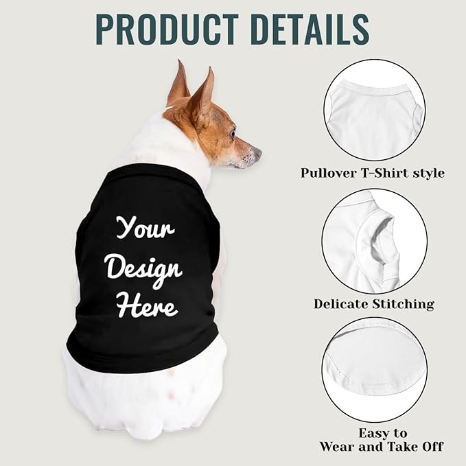 Custom Dog Shirt with Photo Name Logo Personalized Summer Breathable Cloth for Small Medium Large Pet Dogs Puppy Cats, M
