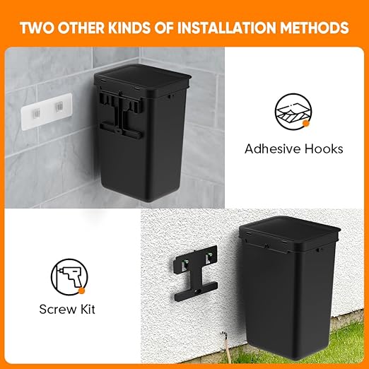 Dog Poop Trash Can Outside, 3.1 Gallon Dog Waste Trash Can with Trash Bag Dispenser, Outdoor Dog Poop Trash Can with Lid, Black Hanging Trash Can for Fence, Garbage, Outdoors, Counter Top