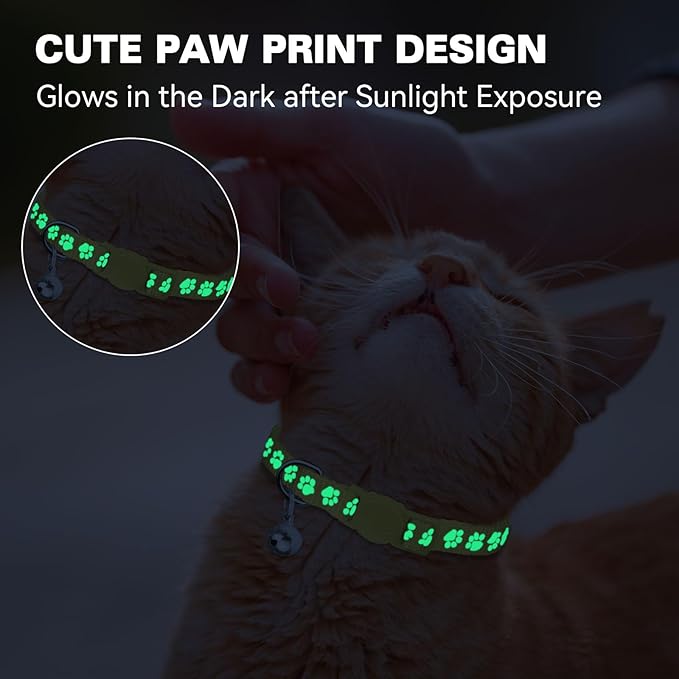 16 PCS Breakaway Cat Collars,Kitten Collar with Bell Cat Collars for Boy Girl Cats Breakaway Collar for Cats Glow in The Dark 6-9 Inch