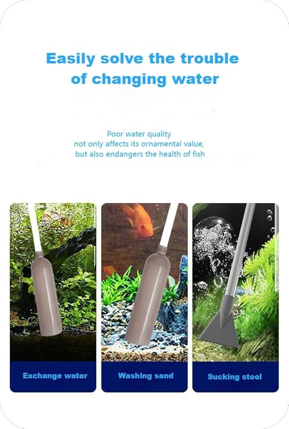 Aquarium Siphon Vacuum Cleaner,9.84 Foot Aquarium Gravel Cleaner kit, Thickened and Reinforced, Adjustable Water Volume, efficient Fish Tank Cleaning Tool, Durable 4-Piece Set