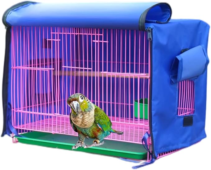 MANON ROSA Bird Cage Cover - Lightproof Birdcage Covers Nighttime- Ideal for Parrots Cockatiels Parakeets Cockatoos Lovebirds Finches Budgerigars Conure (L(19.7" Lx13.8 Wx13 H),Blue)