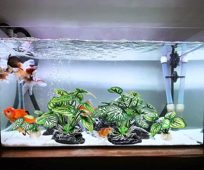 4PCS Aquarium Plants Betta Fish Tank Decorations Small Size Soft Faux Silk Aquarium for Hiding Fish Reptil