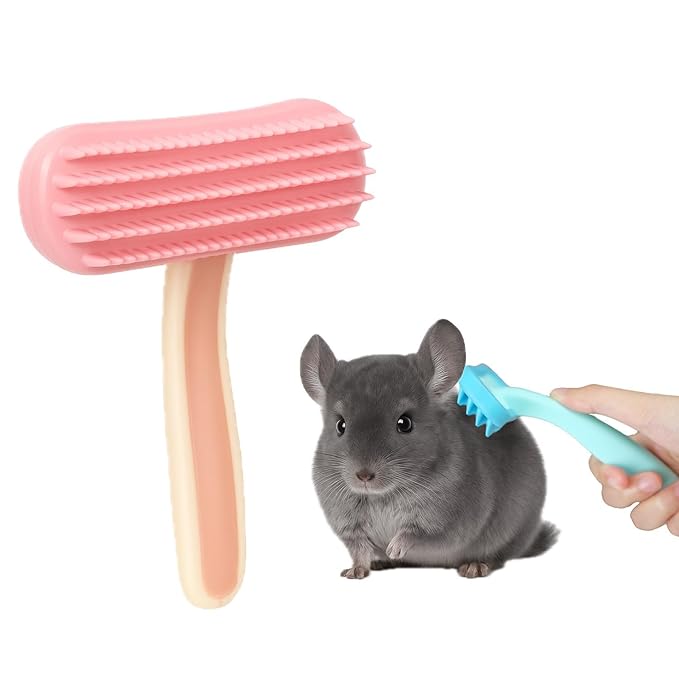 2 Pack Bunny and Chinchilla Grooming Brush – Soft Silicone De-Shedding Bath & Massage Comb for Rabbits, Guinea Pigs, Small Pets, Cats, Dogs, Kittens & Puppies