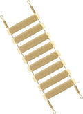 Multi-Functional Cat Ladder & Bridge - Sisal Rope Climbing Frame Wall Furniture for Indoor/Outdoor Cats, Cage Accessories, Parrots, Small Pets (Wood Tone)