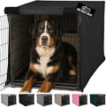 GORILLA GRIP Dog Crate Covers Compatible with Amazon Basics Dog Crates, All Sides Open, Privacy Cover Fits 48" Wire Kennel, Breathable Mesh Windows, Light Reducing Puppy Training Cage Topper, Black