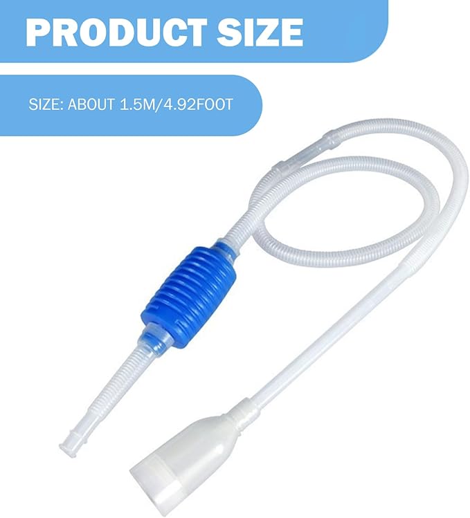 5FT Aquarium Siphon, Manual Siphon Pump, Aquarium Vacuum Gravel Cleaner, Quick Water Change & Fish Tank Maintenance Tool, Essential Aquarium Accessories