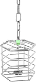 Stainless Steel Bird Suet Feeder Cage with Chain & Bead, Hanging Bird Food Holder Intelligent Feeding Box Millet Treat Holder for Macaw Cockatoo Cockatiel Parrot