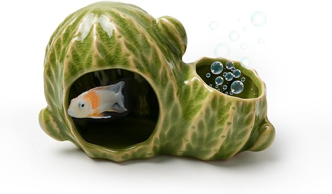 Aquarium Decor Cave Betta Fish Tank Accessories Ornaments Cactus House Hideout for Shrimp Cichlid Hermit Crab, Octopus Hiding Breeding for Tank (Green Cactus)