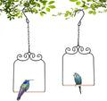 2PK Metal Frame Hummingbird Swings and Perches with Wooden Dowel Black Bird Swing Outdoor Bird Perch Humming Bird Swing (2PK)