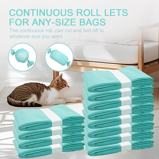 Cat Litter Pail Liner Refills Bags Compatible with Litter Champ Litter Pail, Green, Lightly Scented, Pack of 12