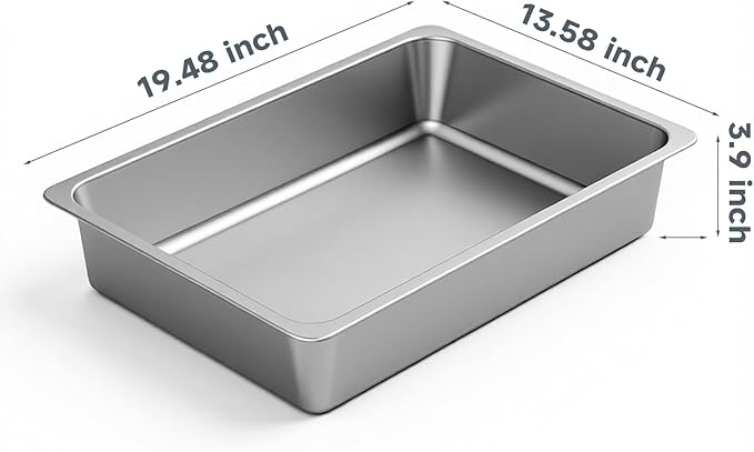 Kirecoo Stainless Steel Litter Box, Large Low Entry Metal Cat Pan Box, Indoor Litter Tray, Non Stick, No Smell, Easy to Clean, Pet Toilet Supplies for Cats