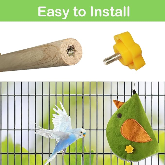 Bird Snuggle Swing Tent - Hanging Sleeping Hut with Perches for Small Birds Parrot Parakeet Cockatiel Conure Budgie Finch Quaker