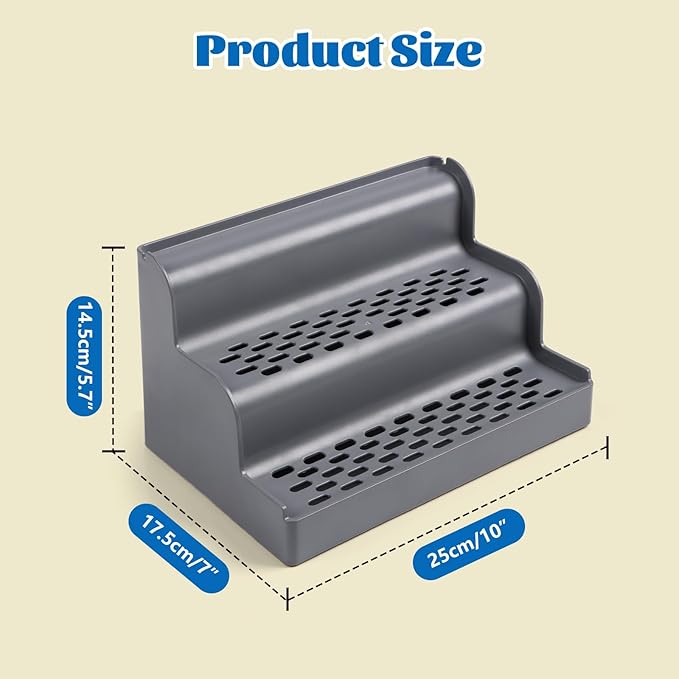 Cat Litter Box Ramp, 3-Step Cat Step for Litter Box with Filter Function, Removable Tray, Washable and Easy to Clean, Filter Pedal Stair for Kitten & Elderly Cats (Dark Grey)
