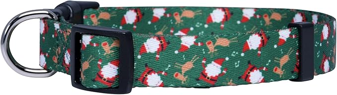 Native Pup Christmas Dog Collar- Winter Holiday Collars for Pets- Xmas Gift for Puppy- Santa, Reindeer, Snowman, Candy Cane, Red Green- Girl Boy- Small, Medium, Large Breeds (Santa & Reindeer, Medium)