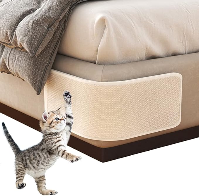 HAOZAIKEJI Cat Scratcher Mat Sofa Protector Natural Sisal Cat Scratching Mat Cat Scratch Couch Cover Heavy Duty Couch Guard Scratch Pad for Grinding Claws Protecting Furniture (Thicken Beige Long)