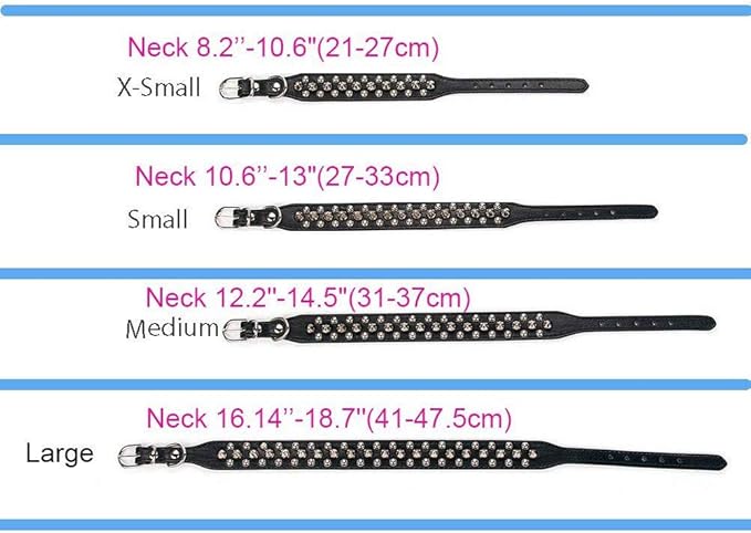 Spiked Dog Collar Soft Pu Leather Mushrooms Rivet Spike Studded Puppy Adjustable Pet Collars for Small Breeds (S, Black)