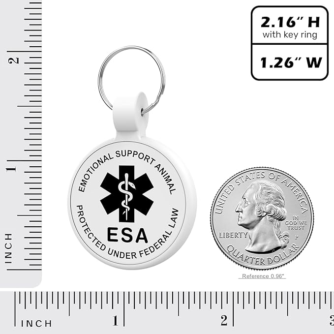 ESA Dog Tag, QR Code Dog Tag, Modifiable Free Pet Online Profile, Scannable QR Code, Scan QR Send Instant Location Alert Email, Silicone Lightweight Pet ID Tag for Dog and Cat (White, Regular)