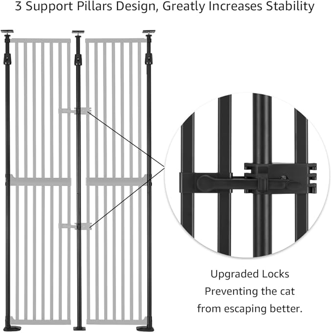 unipaws 75" High Extra Tall Cat Gate, Auto Closing and No Drilling Safety Gate for Doorway Hallway Stairs, Cat Dog Proof, Fit for 35"-38" Wide Opening, Indoor Use, Black