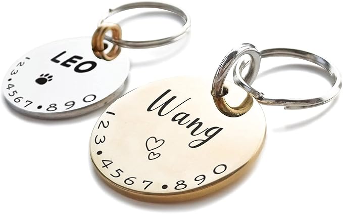 Cats Dogs ID Tags Personalized Lovely Symbols Pets Collar Name Accessories Simple Custom Engraved Products for Medium Four Legged Child Necklace Chain Anti-Lost Copper Shiny Brass Charm