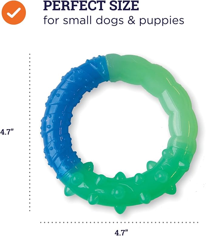 Outward Hound Pupstages Grow-with-Me Ring Dog Chew Toy, Durable Rubber, 3 Texture Zones, Teething Puppies & Small Dogs, 4.7”