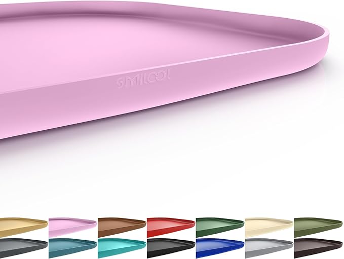 Silicone Pet Feeding Mat with Raised Edge for Food and Water, Dog Bowl Mats, Cat Bowls Placemat with High Lip for Floor Waterproof, Rubber Tray for Cats and Dogs 24 x 16 x0.8 Light Pink