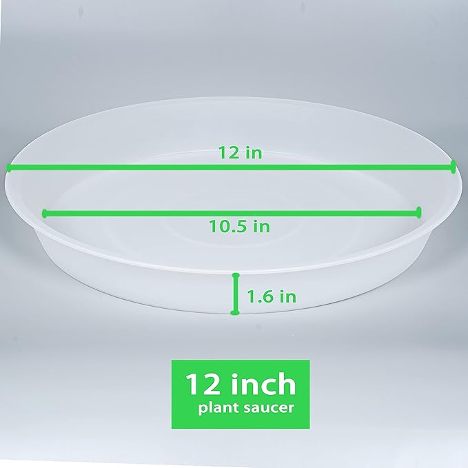2 Pack of 12 inch Plant Saucer, 1.7" Depth Tray, Large Deep Garden Plastic Flower Planter Plant Trays for Indoors Outdoor Bath Bath (12", Clear)