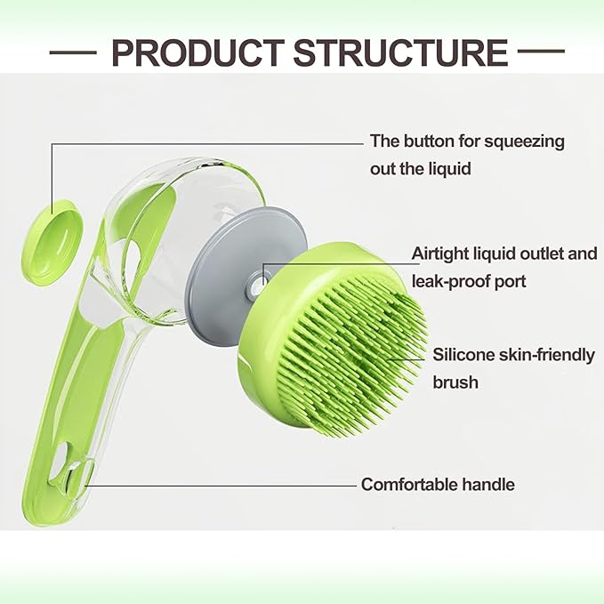 Pet Bath Brush, 2 Pack Dog Bath Brush 2 in 1 Cat Shampoo Brush with Soap Dispenser Scrubber Pet Gromming Supplies for Long and Short Haired Dogs and Cats