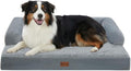 Orthopedic Dog Beds for Large Sized Dogs, Waterproof Egg Crate Foam Medium Dog Couch Beds for Crate 35x22Inch, Washable Pet Beds with Removable Cover and Nonskid Bottom, Grey