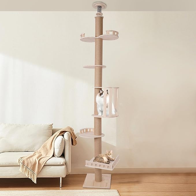 Floor to Ceiling Cat Tree, 100.4-104.3" Tall Cat Tower with Scratching Post Kitten Climbing Tree Multi-Level Cat Activity Center Playground for Indoor Cats