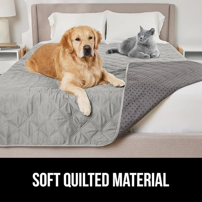 GORILLA GRIP Waterproof Couch Cover for Dogs, Gripped Slip Resistant Backing, Leak Proof Washable Dog Blanket Covers Sofa, Bed, Sectional, Crate, Car, RV Seats, Pet Puppy Essentials, 50x40 Light Gray