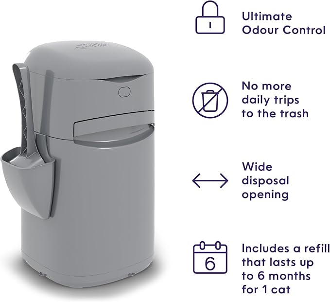 Litter Genie Easy Roll Cat Litter Disposal Pail | Odour Control, Refill Bags & Scoop