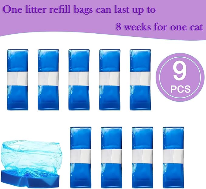 Cat Litter Refill Bags (9-Pack) Litter Refills Generic Compatible with Your Standard, Plus, XL and XL+ Pails Refill Cartridge