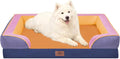 Comfort Expression Orthopedic Dog Bed for Large Dogs 36x27 Inch, Waterproof Egg Crate Foam Large Pet Bed with Removable Bolsters, Dog Couch with Washable Cover & Non-Slip Bottom, Orange Breeze