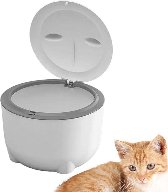 Cat Litter Trash Can with Lid Cat Litter Tray Kitten Potty, Dog Trash Can Cat Trash Bin for Small Animals Pet Accessories, White