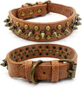 Spiked Dog Collar Soft Pu Leather Mushrooms Rivet Spike Studded Puppy Adjustable Pet Collars for Small Breeds (M, Brown1)
