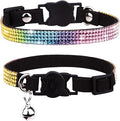 Cat Collar Breakaway Bling Diamond Rhinestone with Bell Adjustable for Cats and Kitten Girl boy (Black)