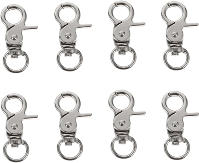 8 Pcs Bird Cage Lock Bird Cage Lobster Clasp, Birdcage Lock Birds Cage Clip Dove Cage Door Keychains Swivel Clip Rabbit Cage Door Locks Purse Hooks to Rotate Shackle Stainless Steel Iron Wire