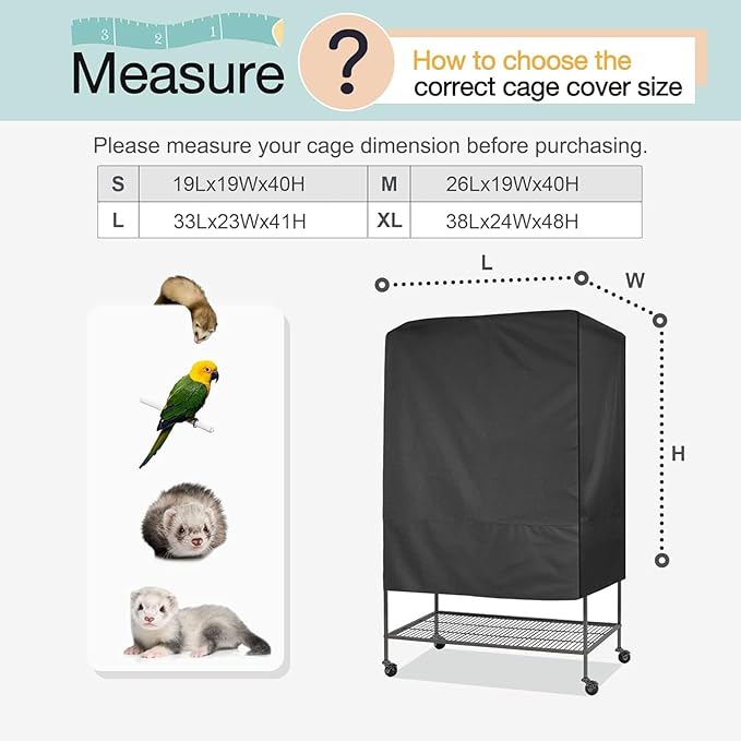 Bird Cage Cover,Breathable Black Out Lightweight Washable Dust Proof Hood for Lovebird Canary Conure Cockatiel Parakeet Pet Night