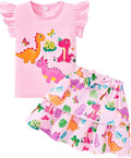Girls Skirt Set 2 Piece Outfit Toddler Summer Clothes Ruffle Sleeve T-Shirt Bow Knot Tutu Skirt Outfit Set