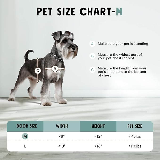 3-Flap Insulated Aluminum Doggy Door for Walls, Heavy-Duty Telescoping Pet Door with Dual Security Locks & Magnetic Flaps, Closing Panel, Medium, Pets Up to 45 LB
