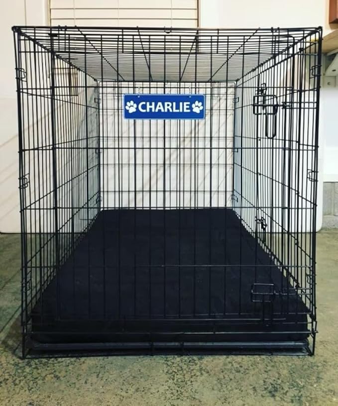 Personalized Kennel Name Plate Dog Paw Crate Pet Tag Doghouse Sign