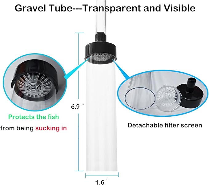 5ft-S Aquarium Siphon Vacuum Cleaner, Hand Siphon Pump Water Changer for Fish Tank Cleaning Gravel & Sand
