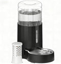 CZPET Automatic 4L Filter Dog and Cat Water Dispenser with Stainless Steel Bowl Gravity Waterer,Large Capacity and Drinking Area Noise-Free for Pets (Black)